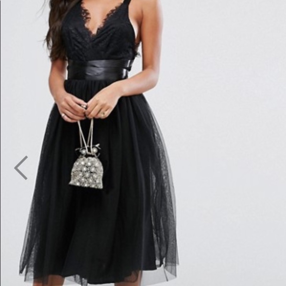 ASOS Lace and Tulle midi Dress, size 6